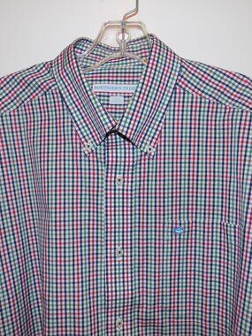 SOUTHERN TIDE Intercoastal Medium Button Down Plaid Shirt Stretch Red Green Blue